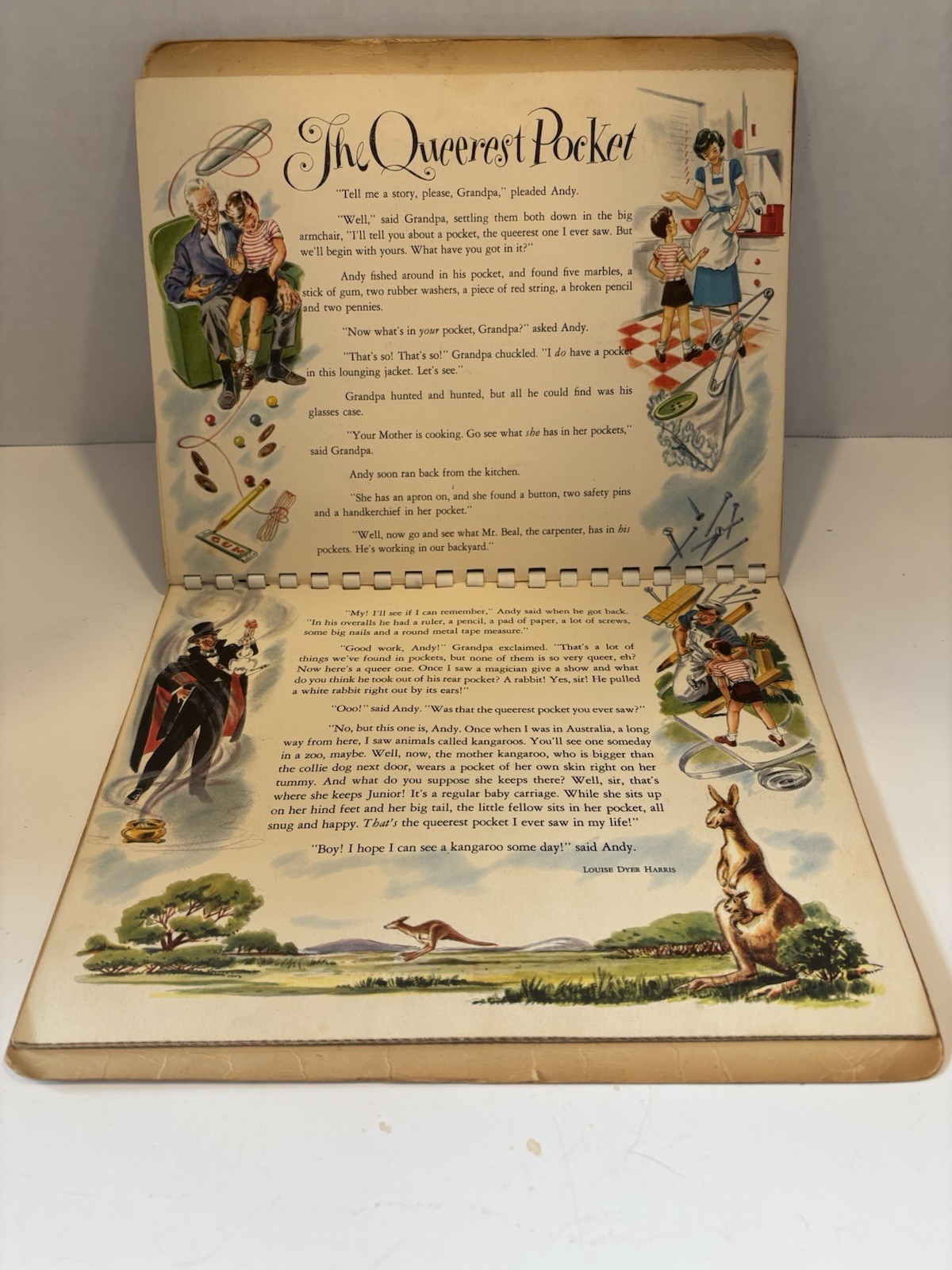 Vintage Play Time In Action Pop Up Book 1949 Softcover Spiral Bound