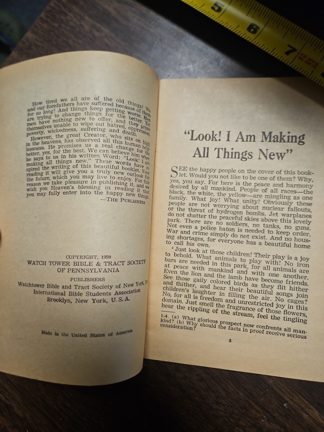 Look! I Am Making All Things New Watchtower Booklet 1959 32 Pages