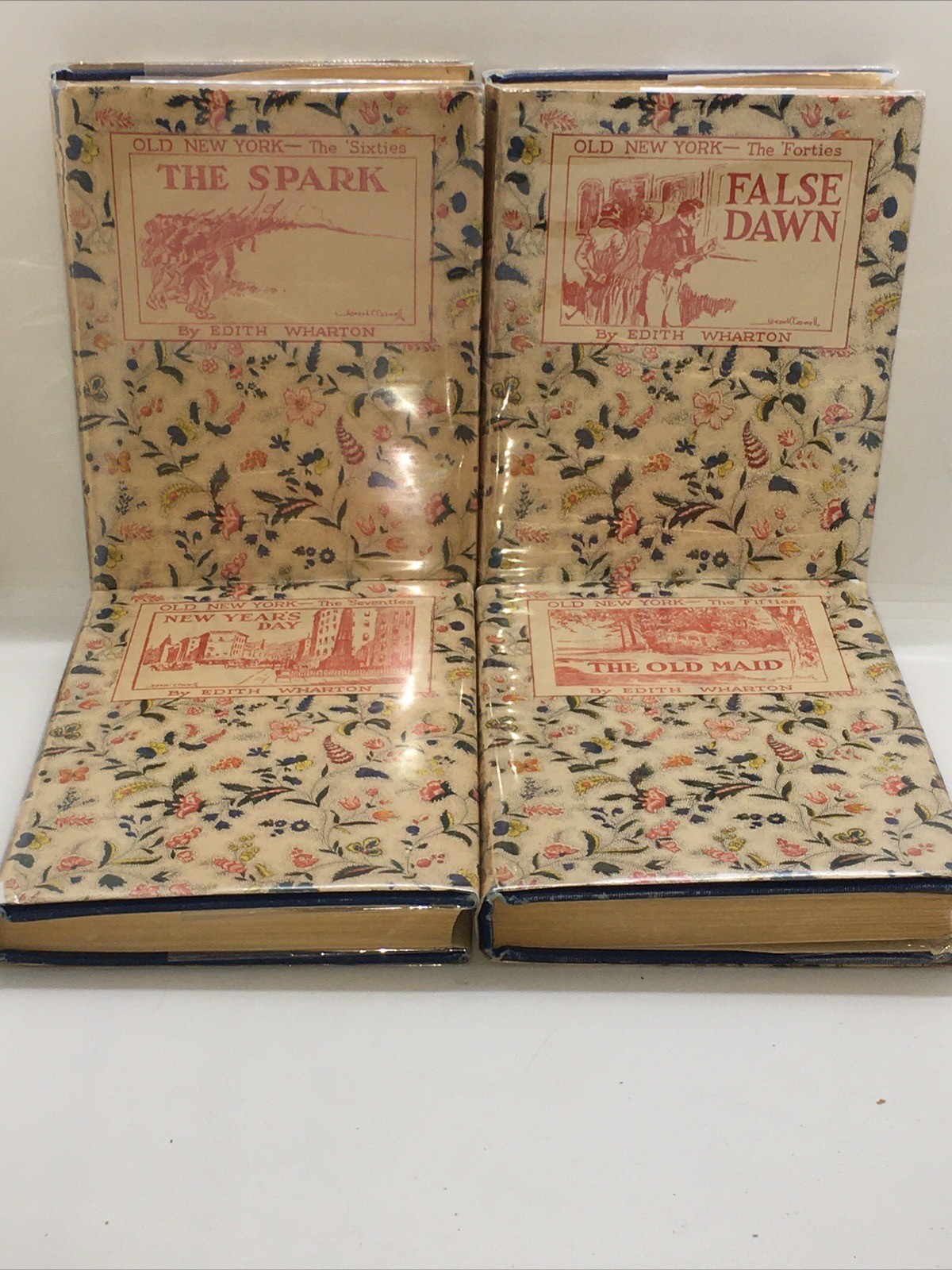 Rare 1924 Edith Wharton First Edition Old New York 4 Book Set, 1 SIGNED!! HCDJ