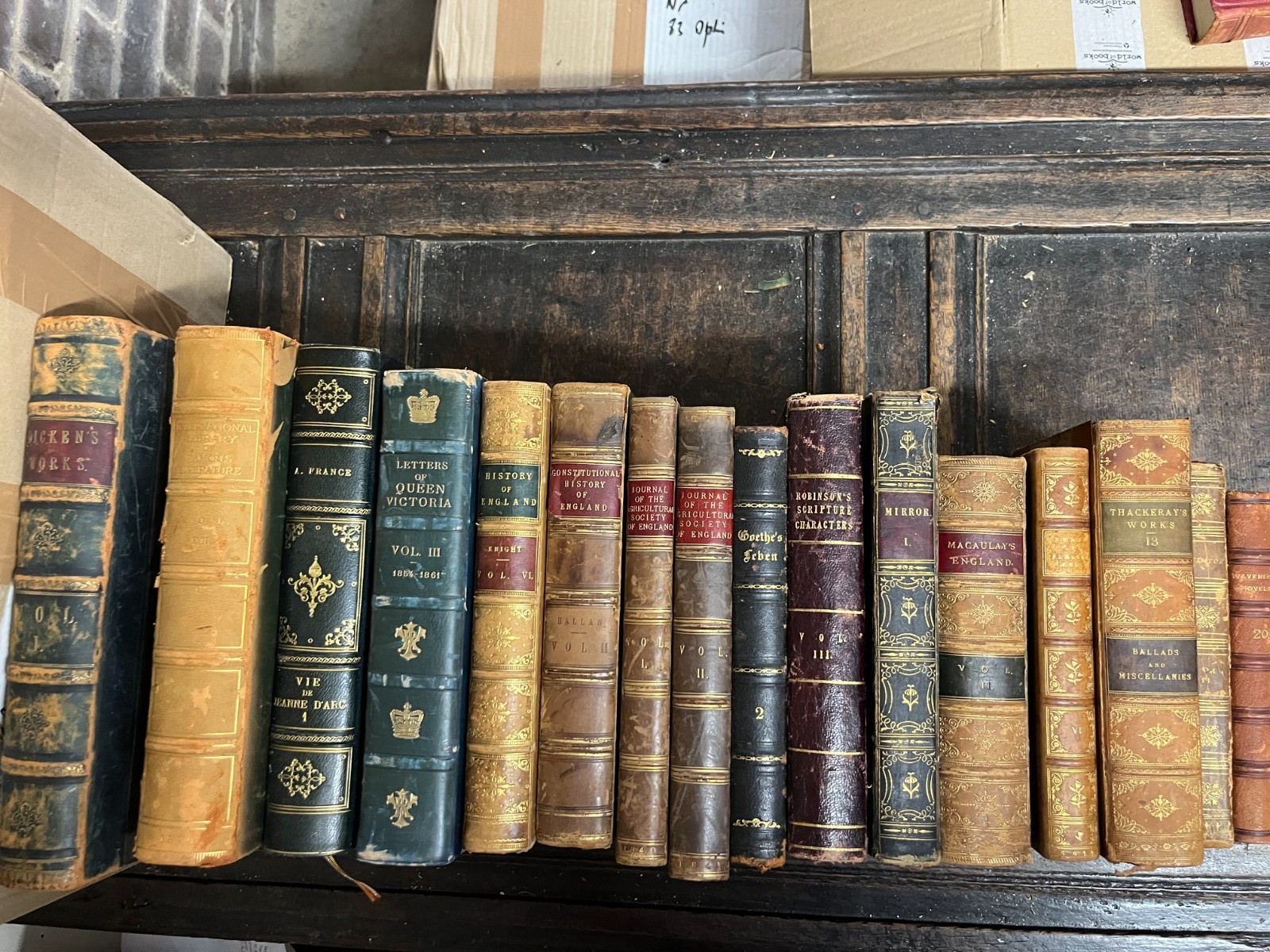 16x ANTIQUE LEATHER BOOKS BINDINGS MOST 19TH CENTURY FAB BUNDLE DECOR PROPS
