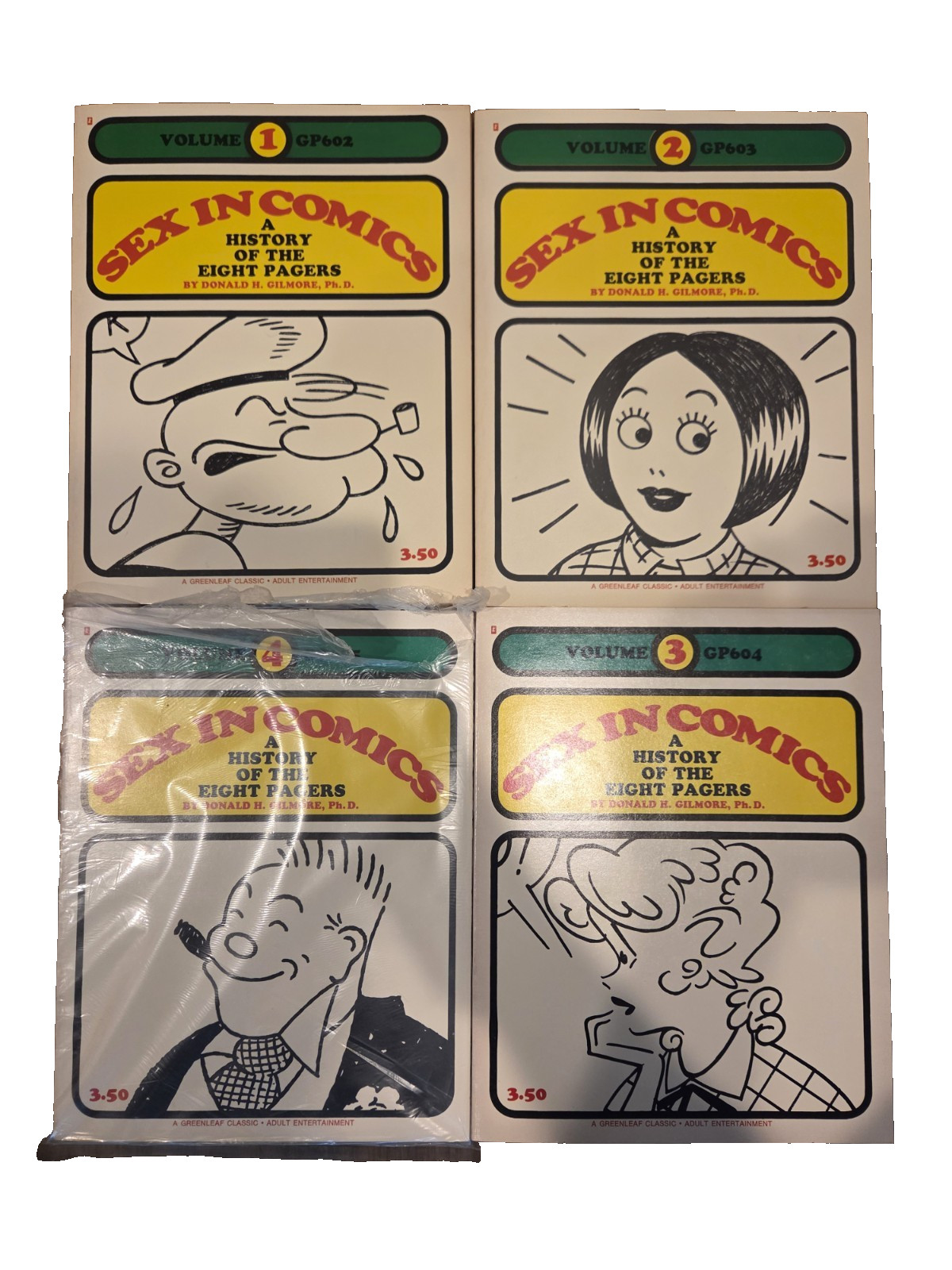 SEX IN COMICS: A HISTORY OF THE EIGHT PAGERS (4 VOLUMES) Donald Gilmore 1971