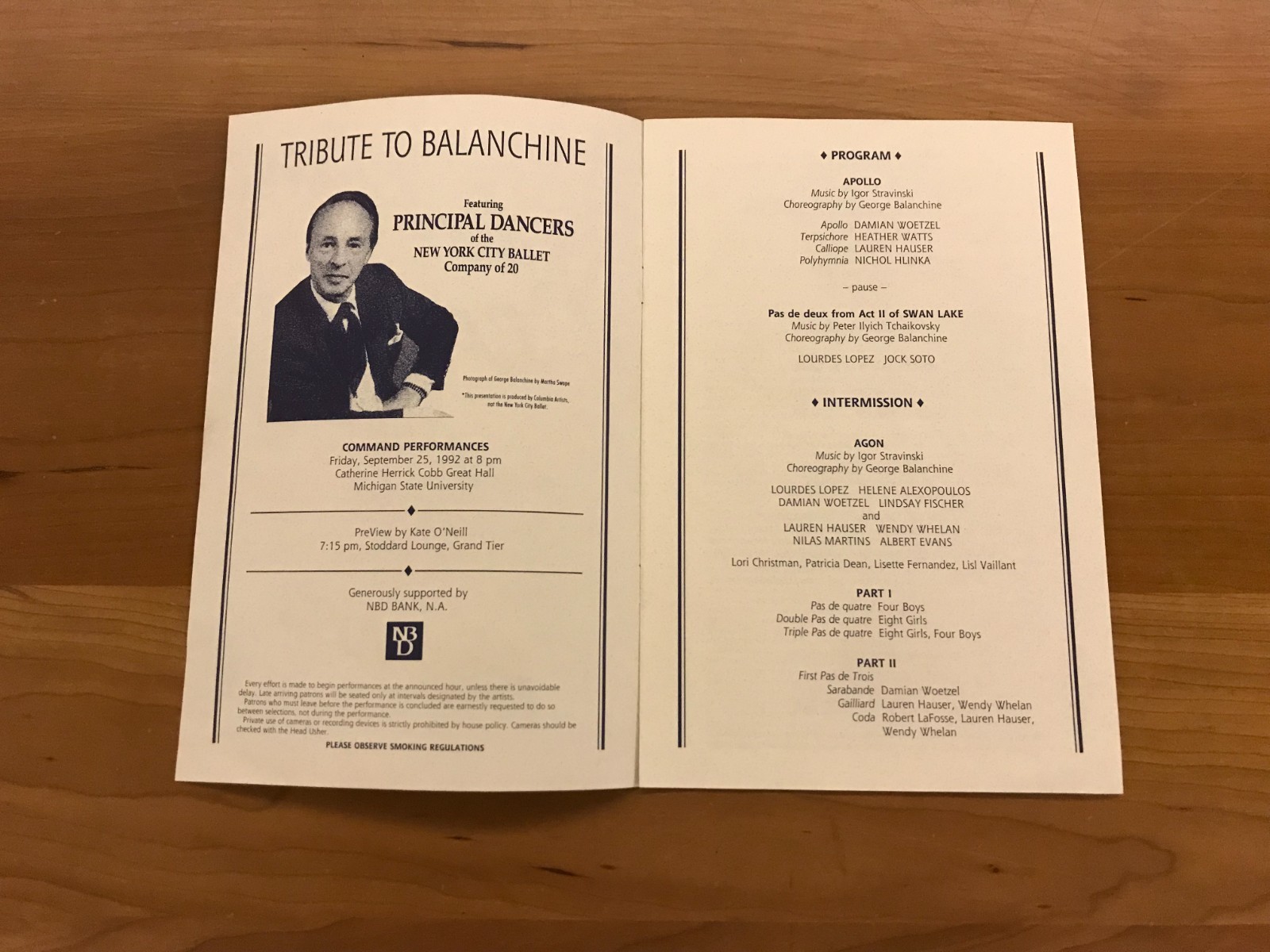 1992-93 Wharton Center for Performing Arts Program