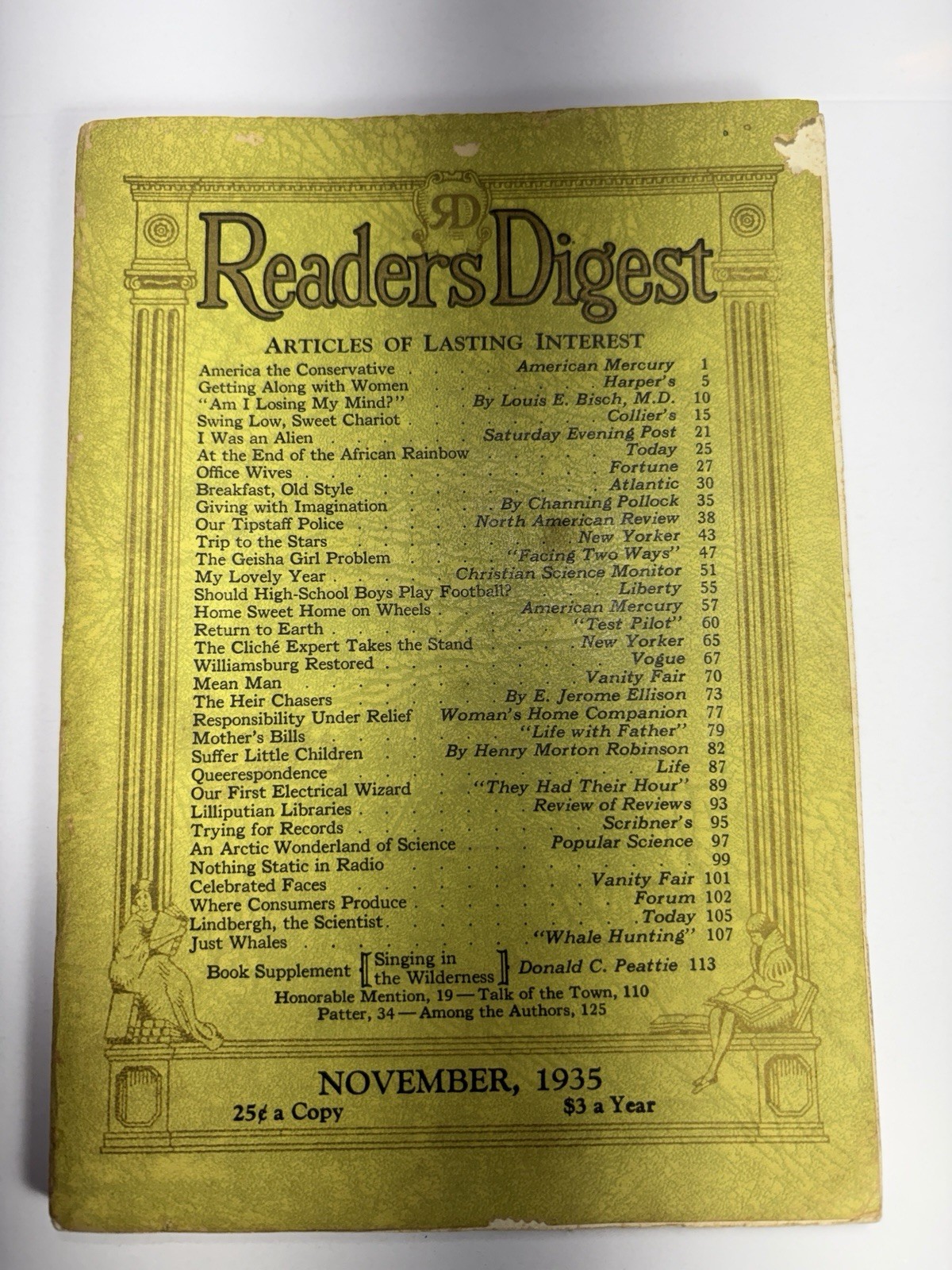 Readers Digest – Vintage November 1935 Original Edition Rare Beauty – VG+ Cond.