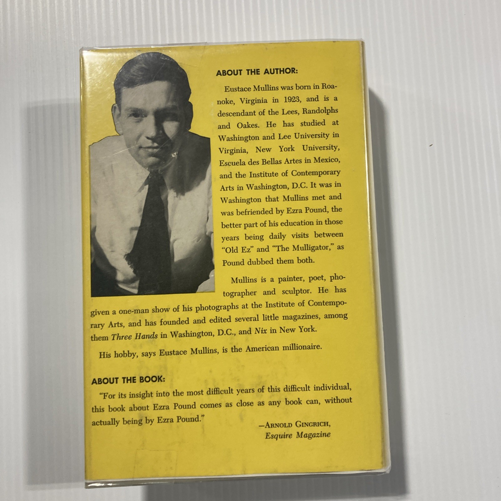 This Difficult Individual Ezra Pound by Eustace Mullins Hardcover w/ Jacket 1961