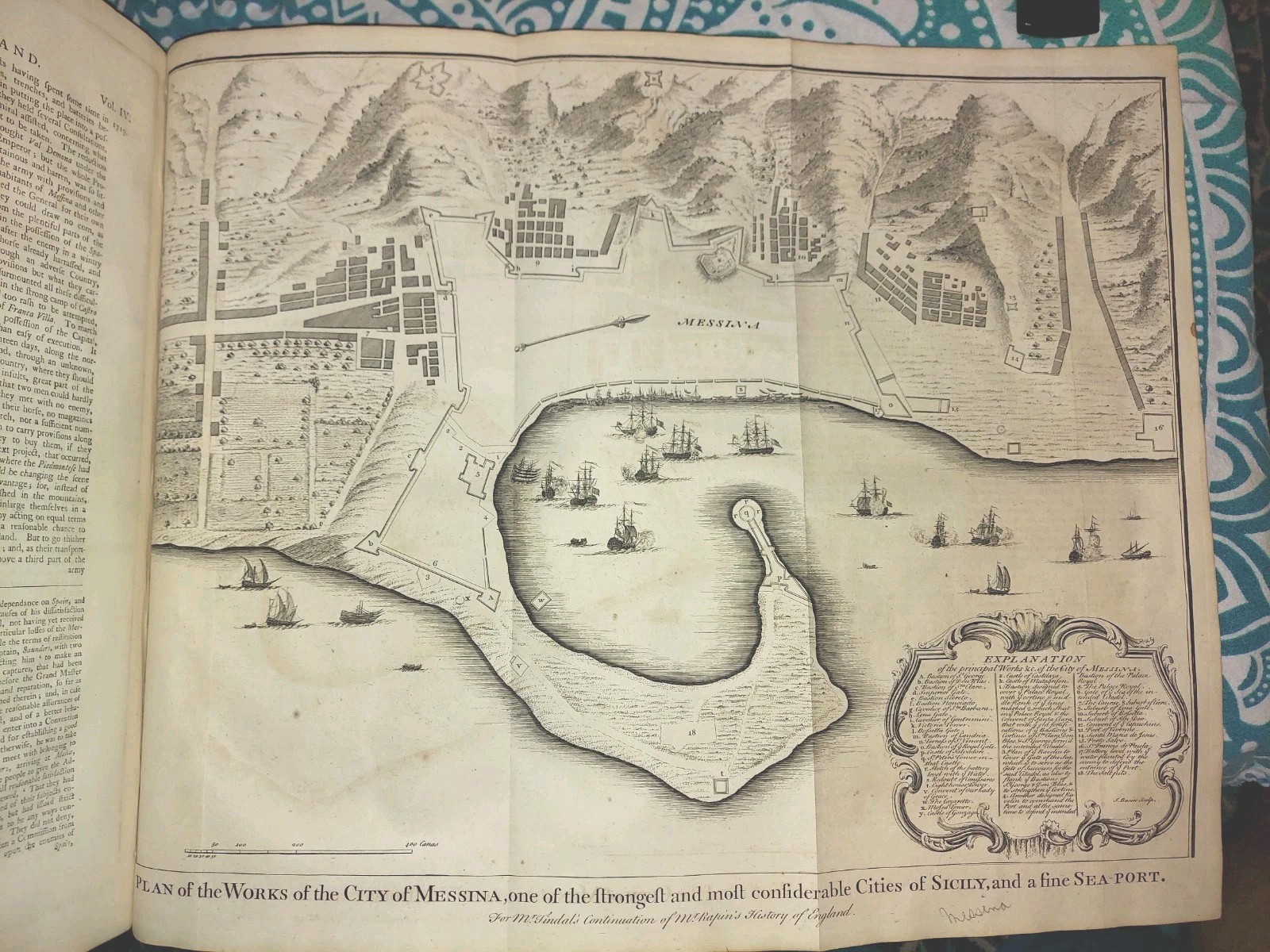1747 History of England XL 10×16″ Folio Leather Illustrations Map Rare