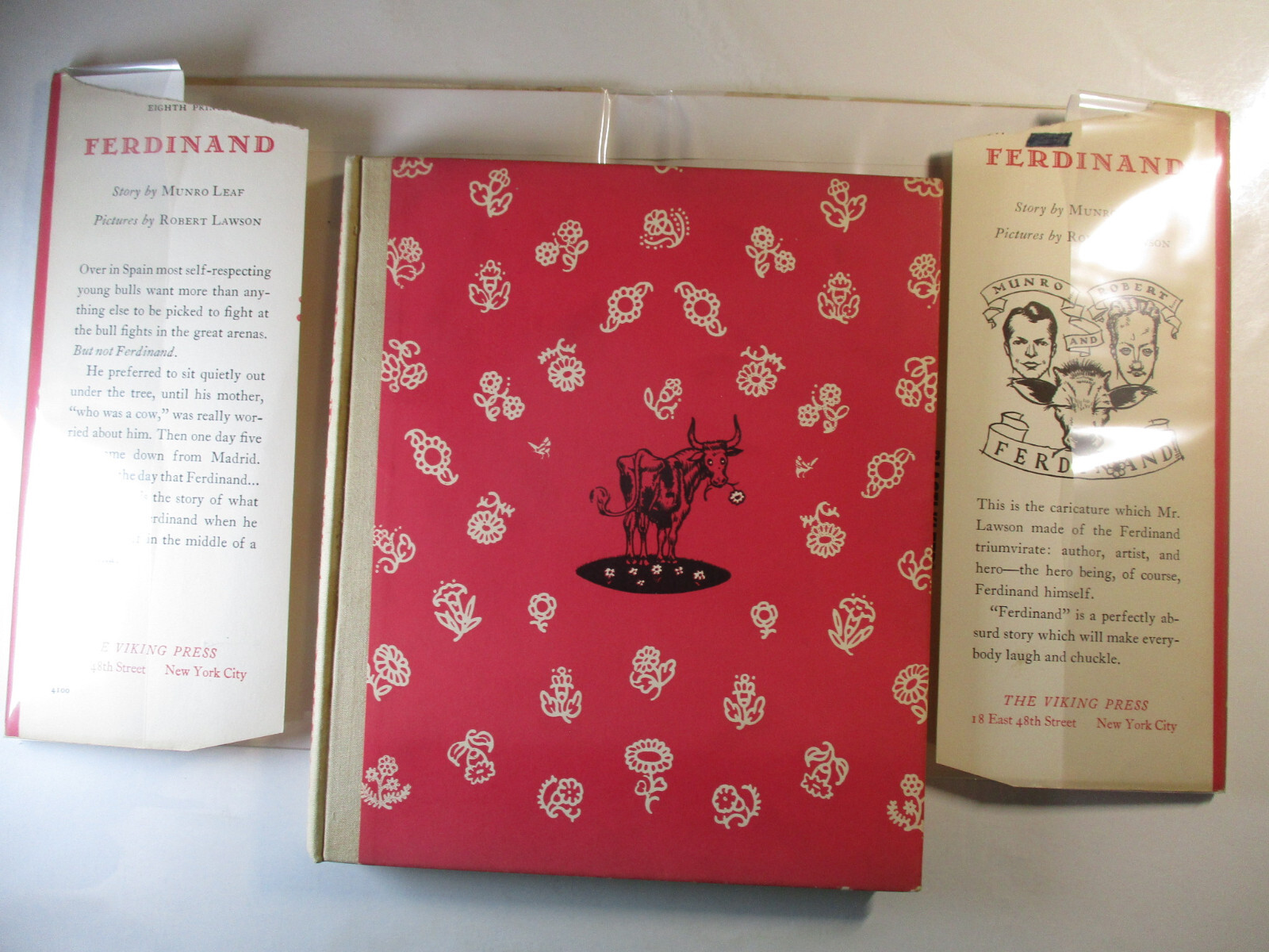 Story of Ferdinand, Munro Leaf, Robert Lawson, Viking Press, DJ, 8th Print, 1937