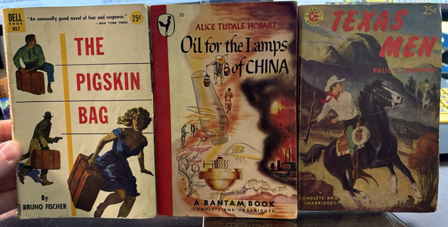 3x VINTAGE PULP books (Paul Lehman, Alice Tisdale Hobart, Bruno Fischer) COLLECT