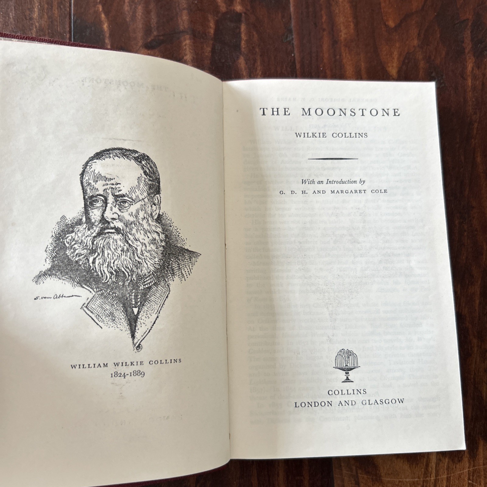 1953: The Moonstone; Wilkie Collins; UK Edition; Burgundy Faux Leather Soft Back