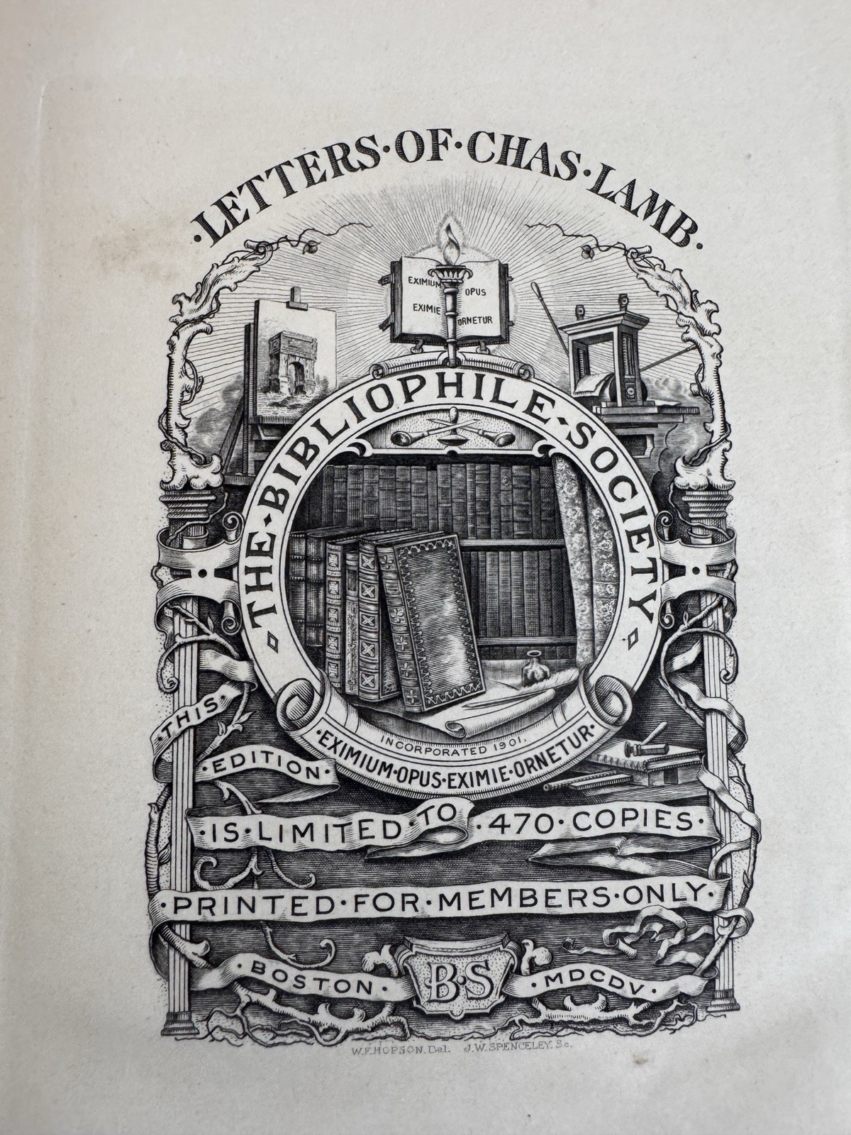 The Letters of Charles Lamb Vol. 5 by Bibliophile Society Limited 470 Copies
