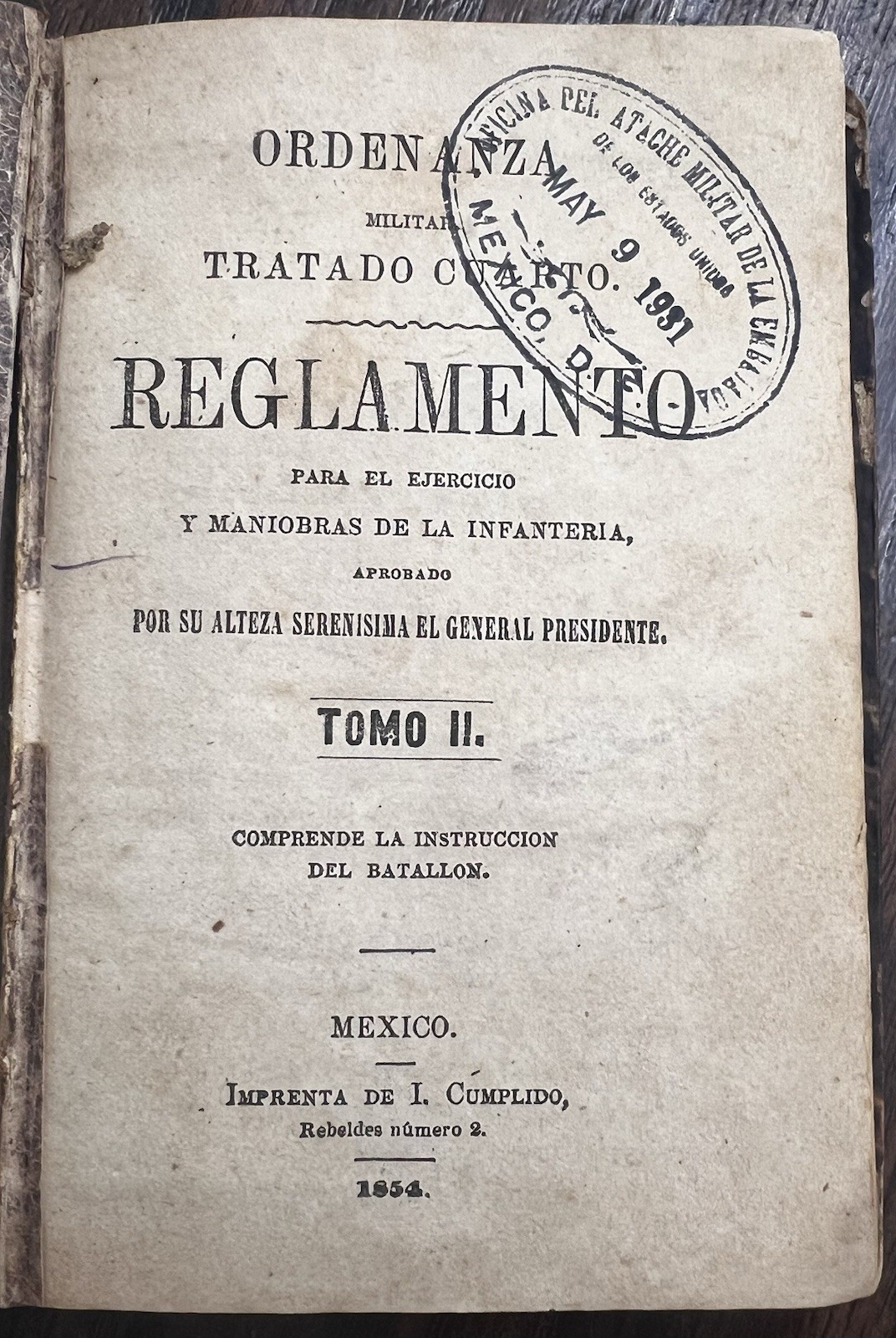 1854 Mexico Military Regulations for the Exercise And Maneuvers of the Infantry