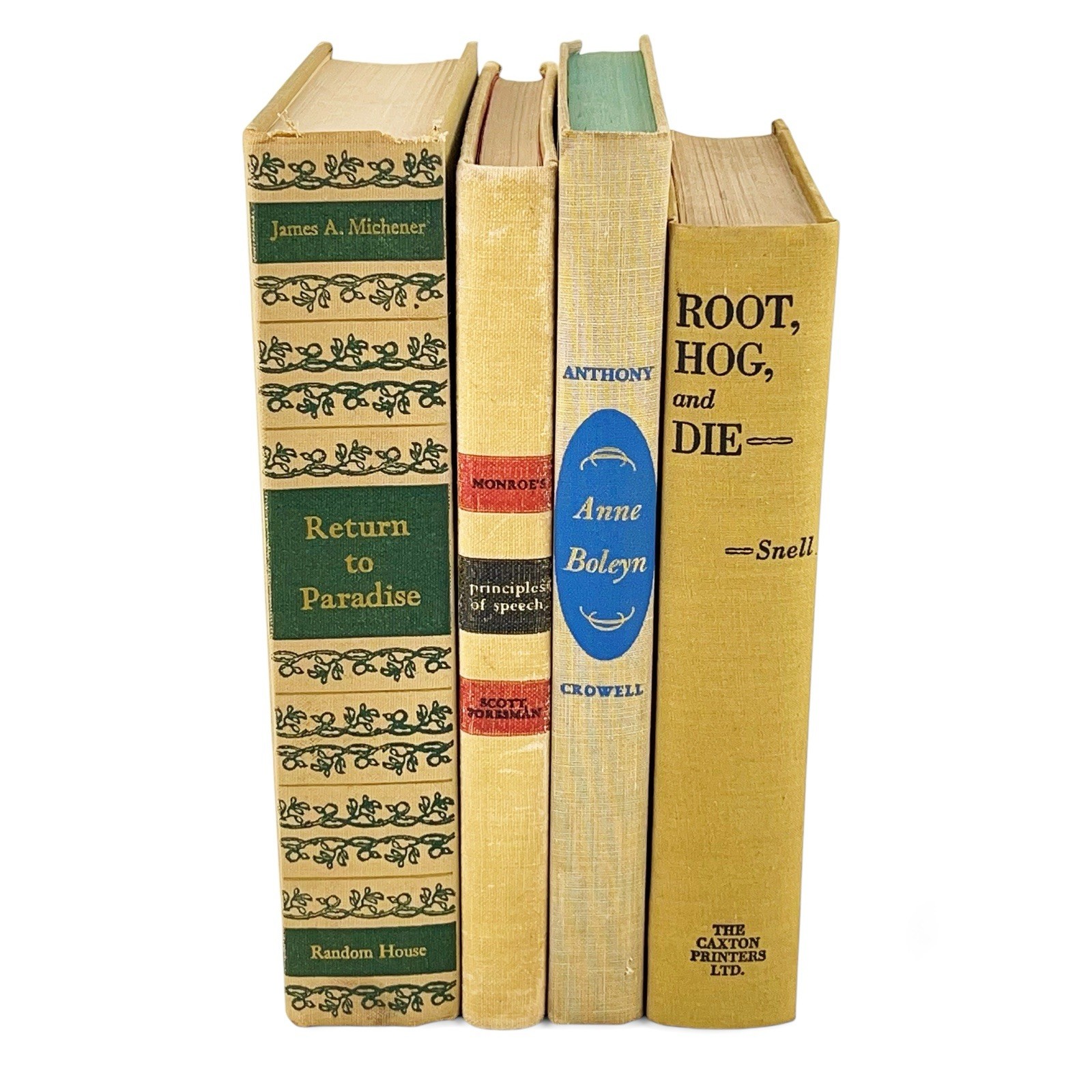 Antique Vintage Books Lot Of Beige Prop Shelf Display Decor Stack