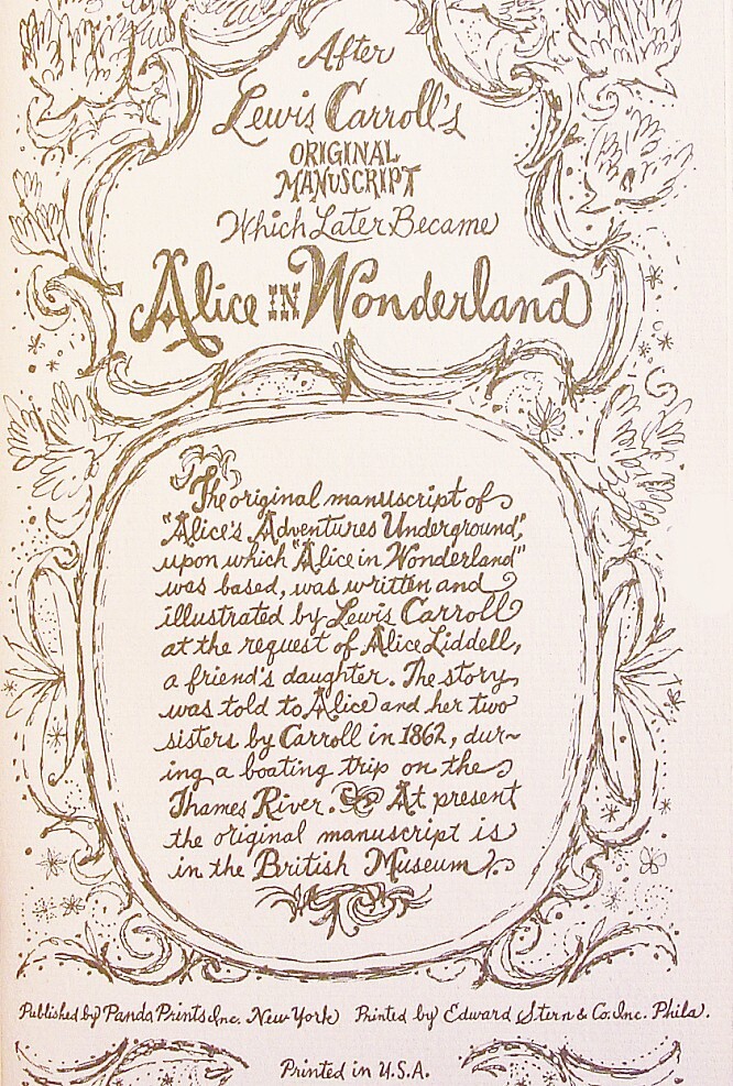 mcm ALICE IN WONDERLAND Rare ADVENTURES UNDERGROUND Illustrated by LEWIS CARROLL