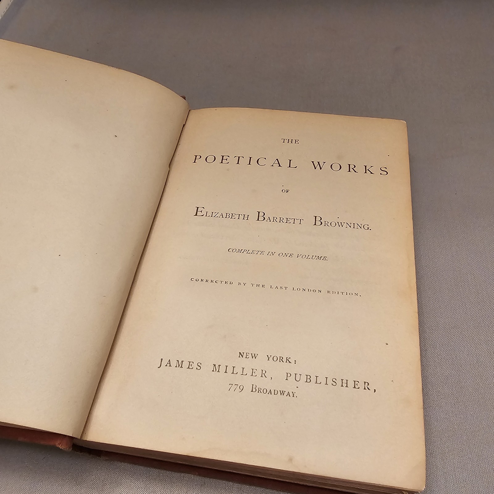 The Poetical Works of E.B. Browning ~ 1862 James Miller HC ~ Complete in One Vol
