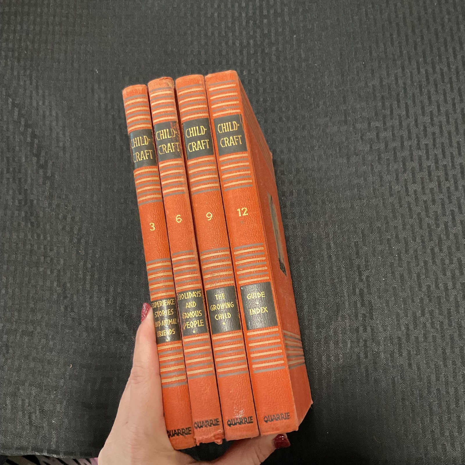 Vintage Childcraft 1954 Orange HC Book Lot Vol 3 6 9 12 Field USA Children’s Set