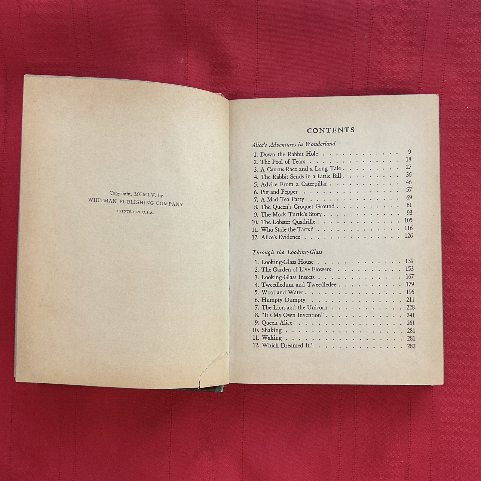 ALICE IN WONDERLAND … Lewis Carroll … Vintage 1955 Illustrated Edition Hardcover