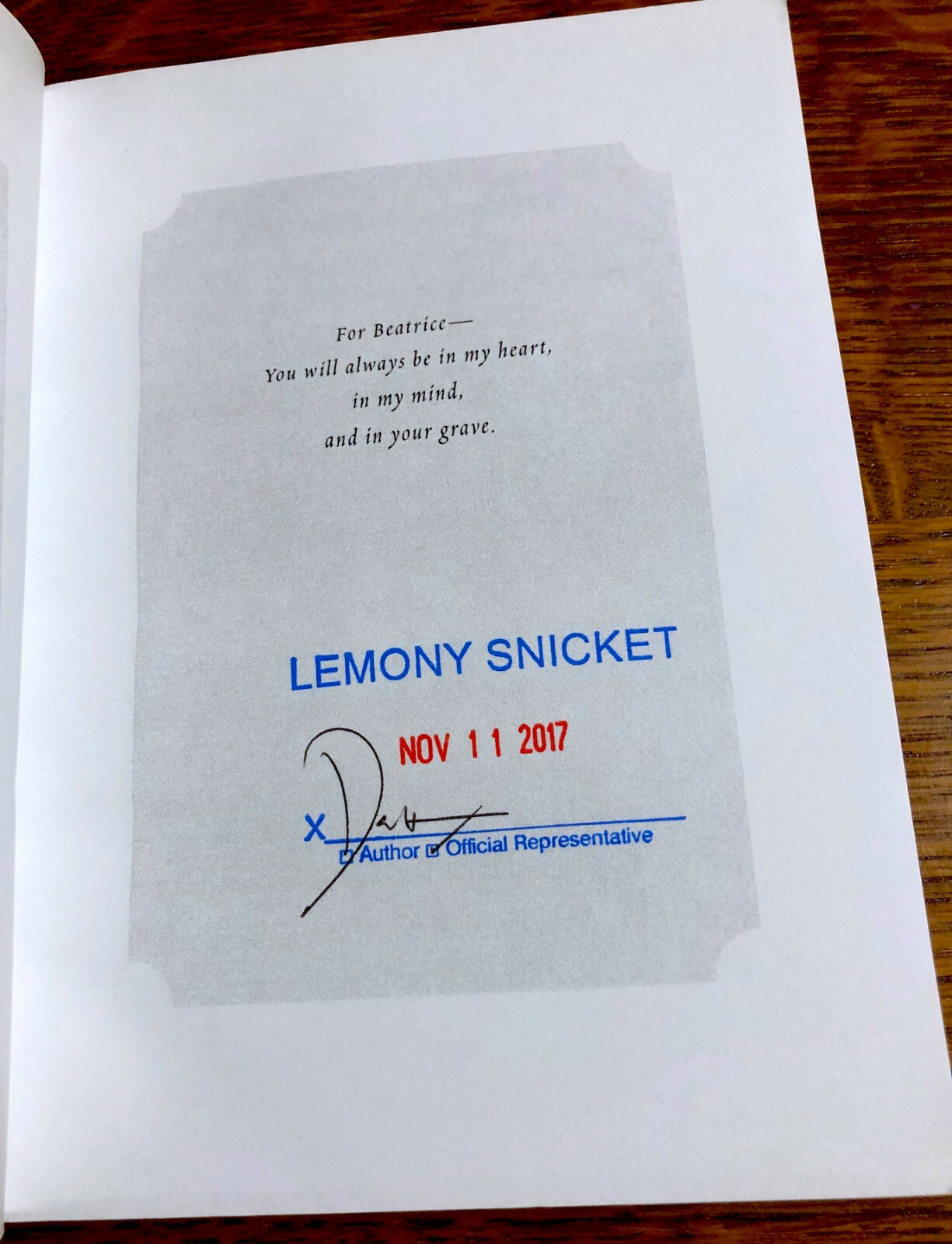 Signed AN AUSTERE ACADEMY #5 UNCORRECTED PROOF Lemony Snicket Unfortunate Events
