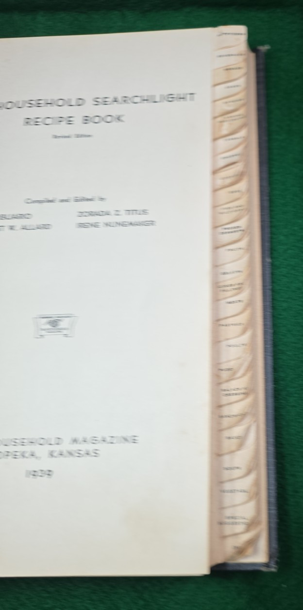 Vtg 1939 Household Searchlight Recipe Cookbook Tabbed Index Handwritten Notes