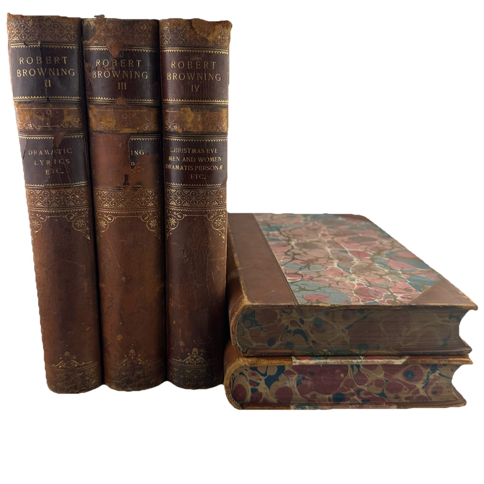 Robert Browning Riverside Edition 5 Vol Set 1889 Half Leather Houghton Mifflin