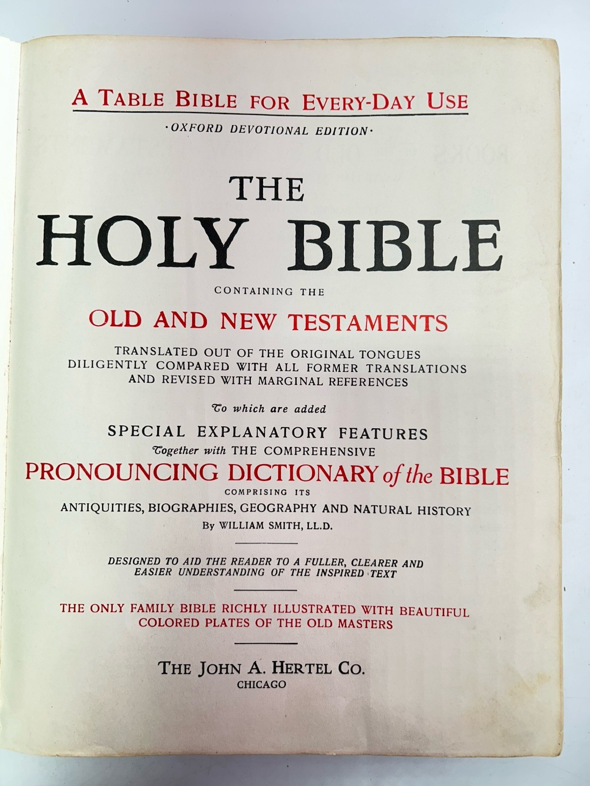VTG 1920s John Hertel Holy Bible Oxford Devotional Edition Everyday Use AS-IS