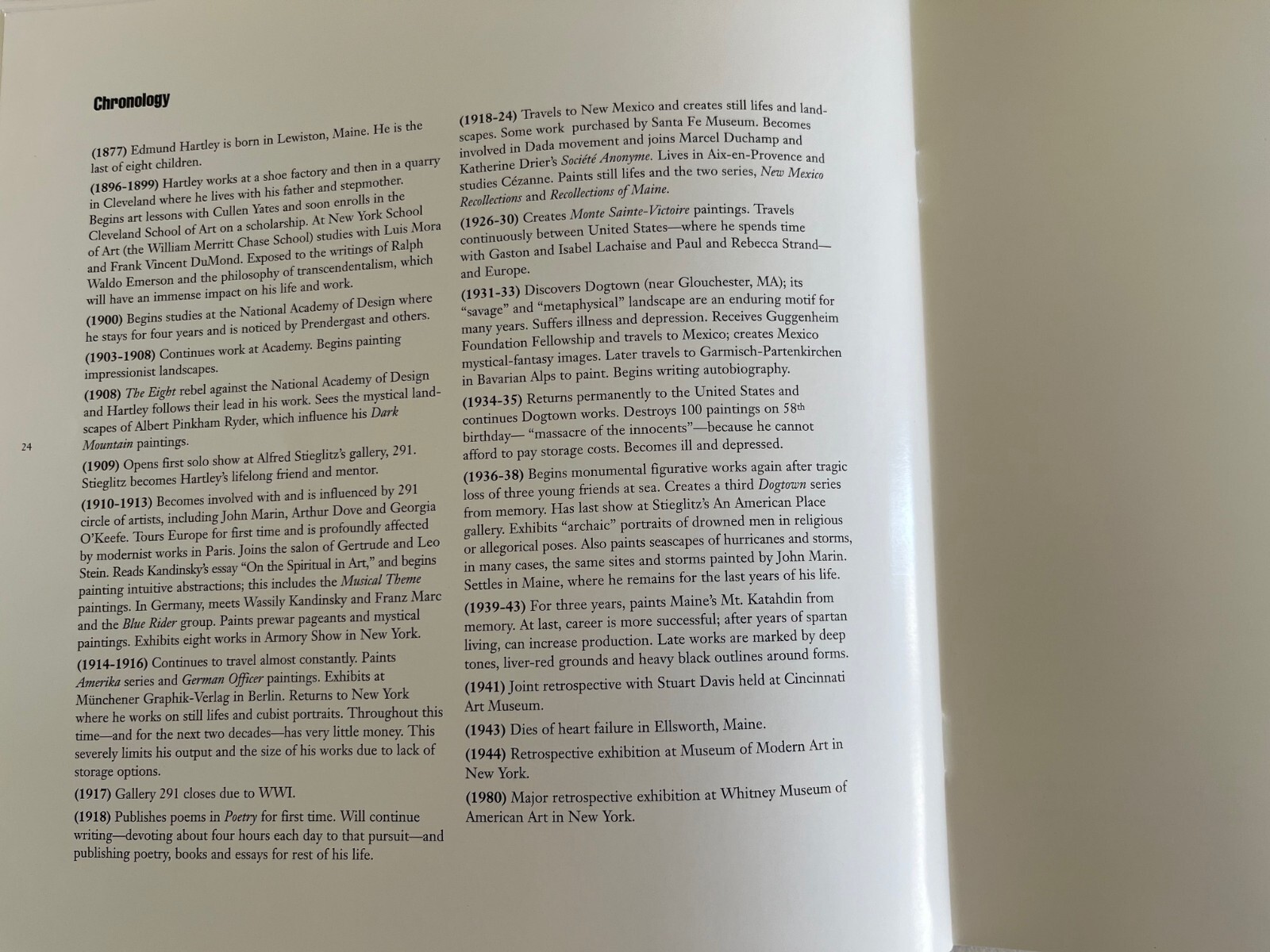 MARSDEN HARTLEY : Observation and Intuition ~ Hackett-Freedman Modern exhibition