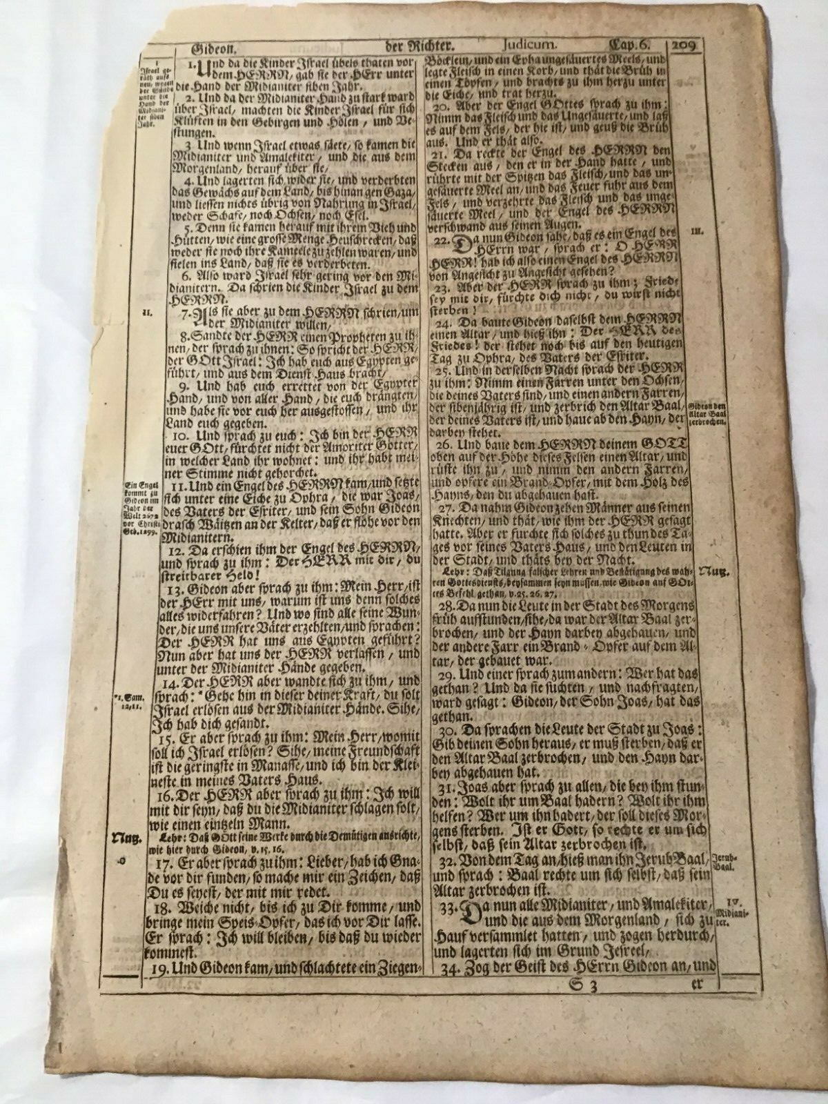 1736 Bible Original Leaf (page) “Biblia, Das Ist” Holy Bible in German #2