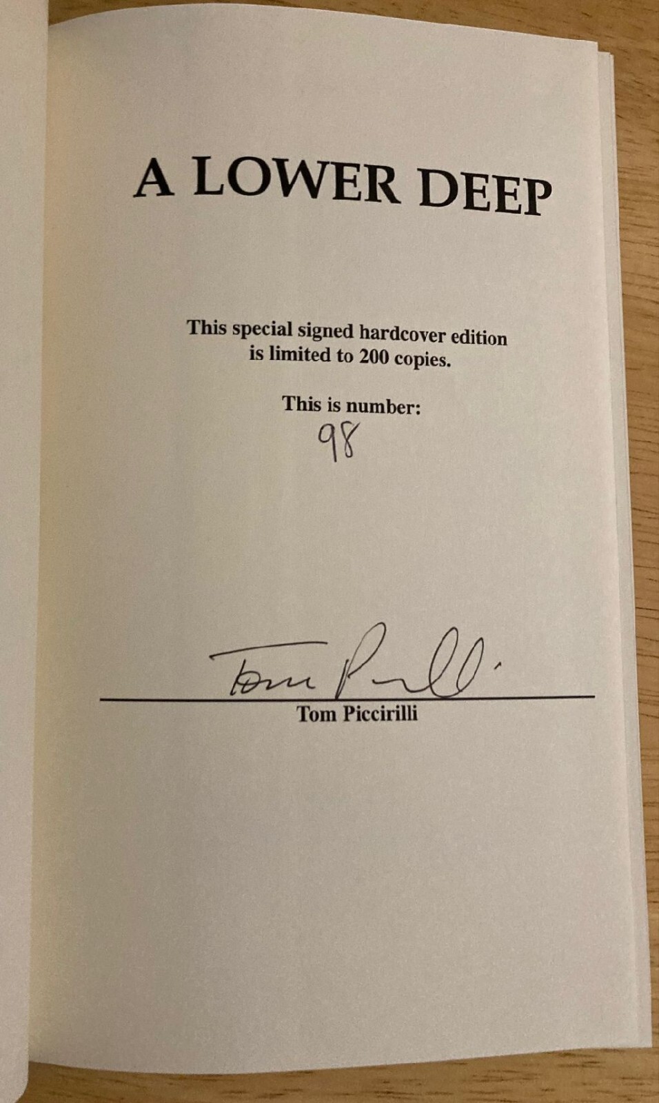 A Lower Deep Dark Essentials Vol.3 Tom Piccirilli DB 1st ed. Signed Ltd #98/200