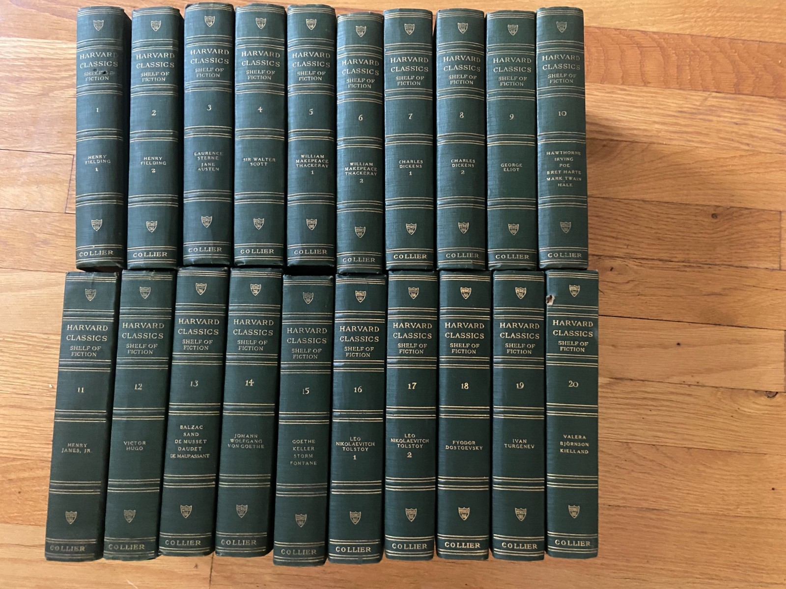 Harvard Classics Shelf of Fiction 1917 First Edition Complete Set of 20 Vs
