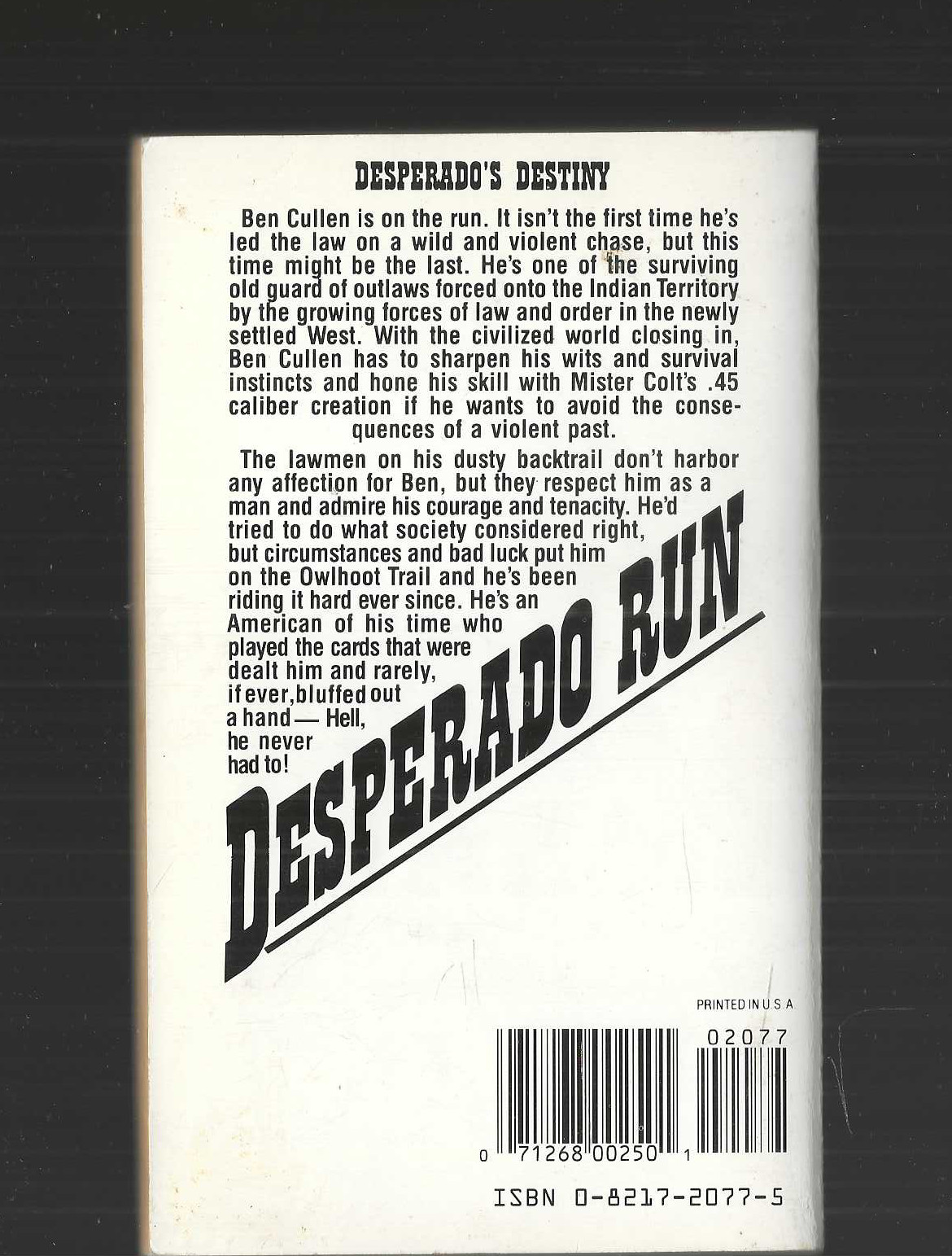 Patrick E Andrews vintage Desperado Run novel 1987 PB Pulp Westerns cowboys VG