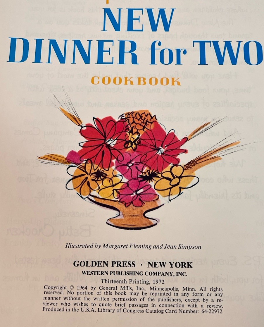 Vintage Betty Crocker’s Dinner For Two Cook Book Spiral Bound MCM Granny Core