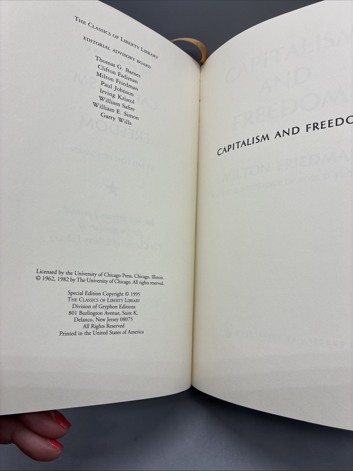 Capitalism And Freedom Milton Friedman Leather HC Classics Of Liberty Library