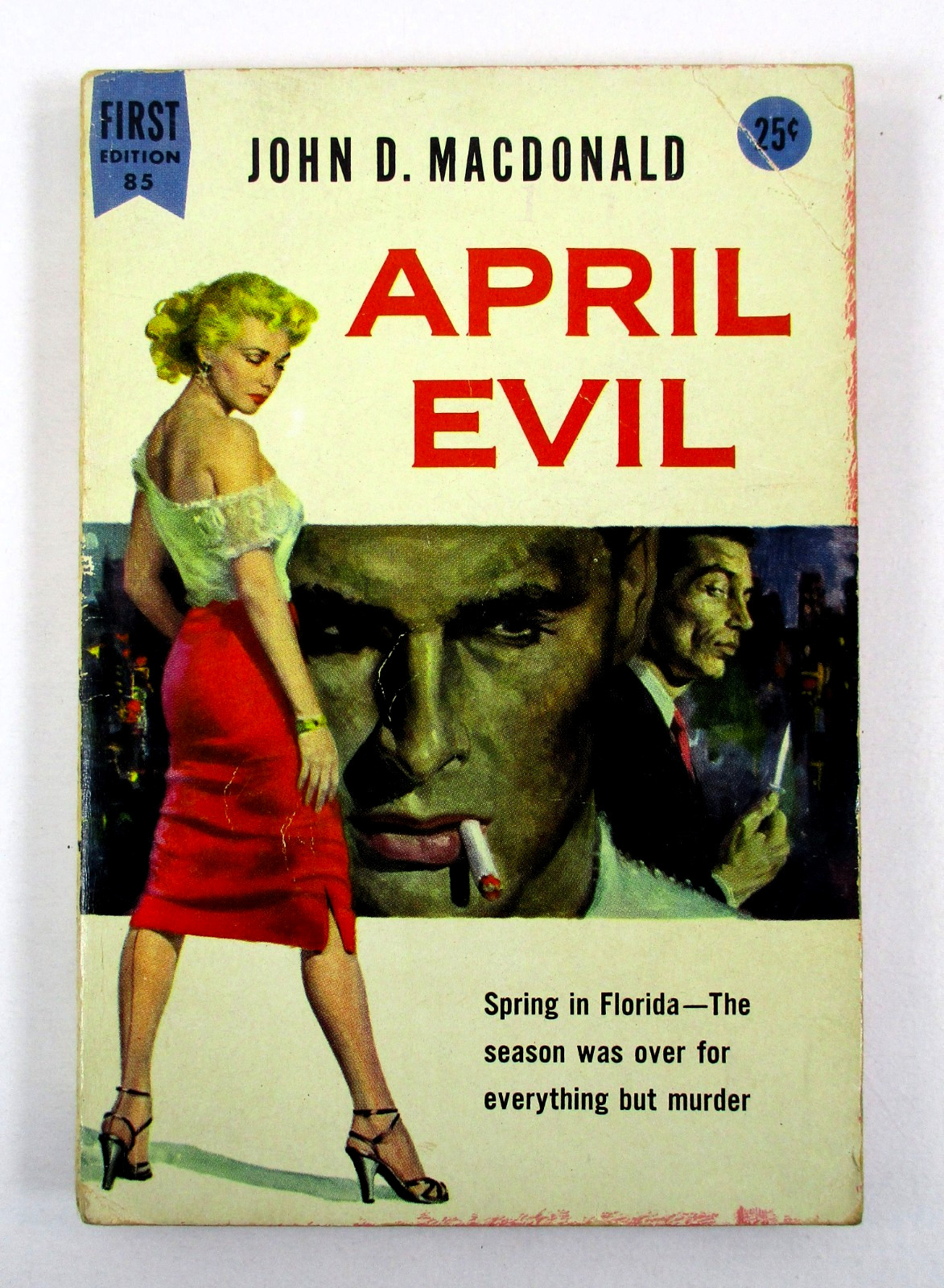 1st EDITION “April Evil” John D. Macdonald 1956 Mass Market PB Dell Vintage Pulp