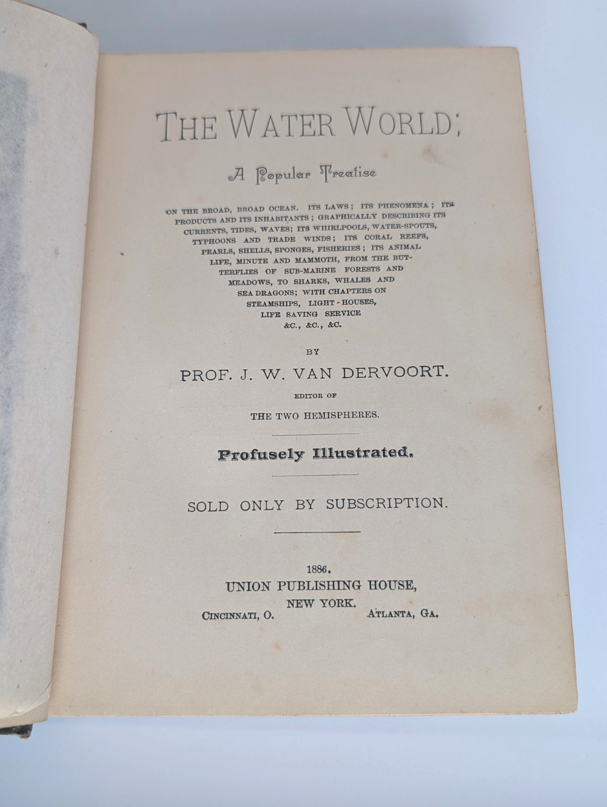 1886 The Water World J.W. Van Dervoort Illustrated Victorian Ocean Exploration