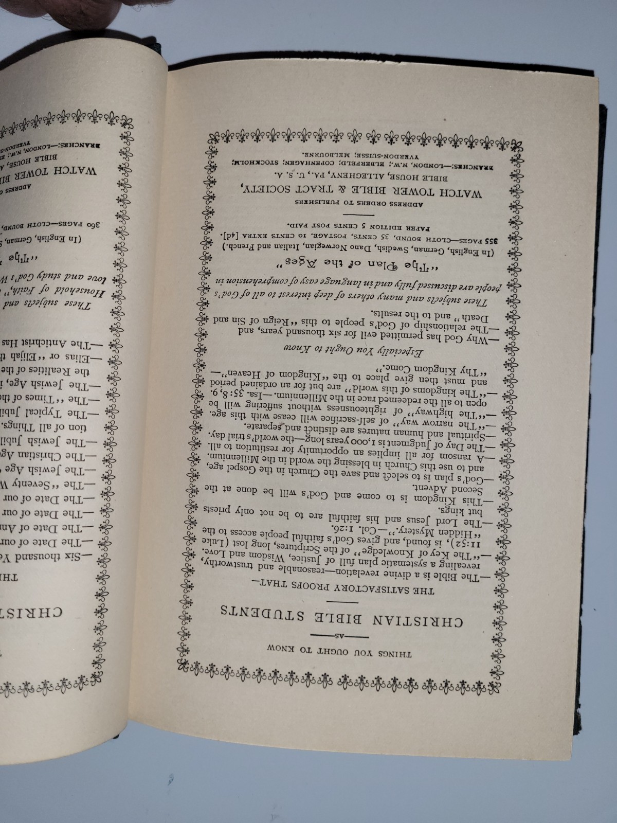 “THE DIVINE PLAN OF THE AGES” VOL I MELLENNIAL DAWN 1904 Ed By C.T Russell