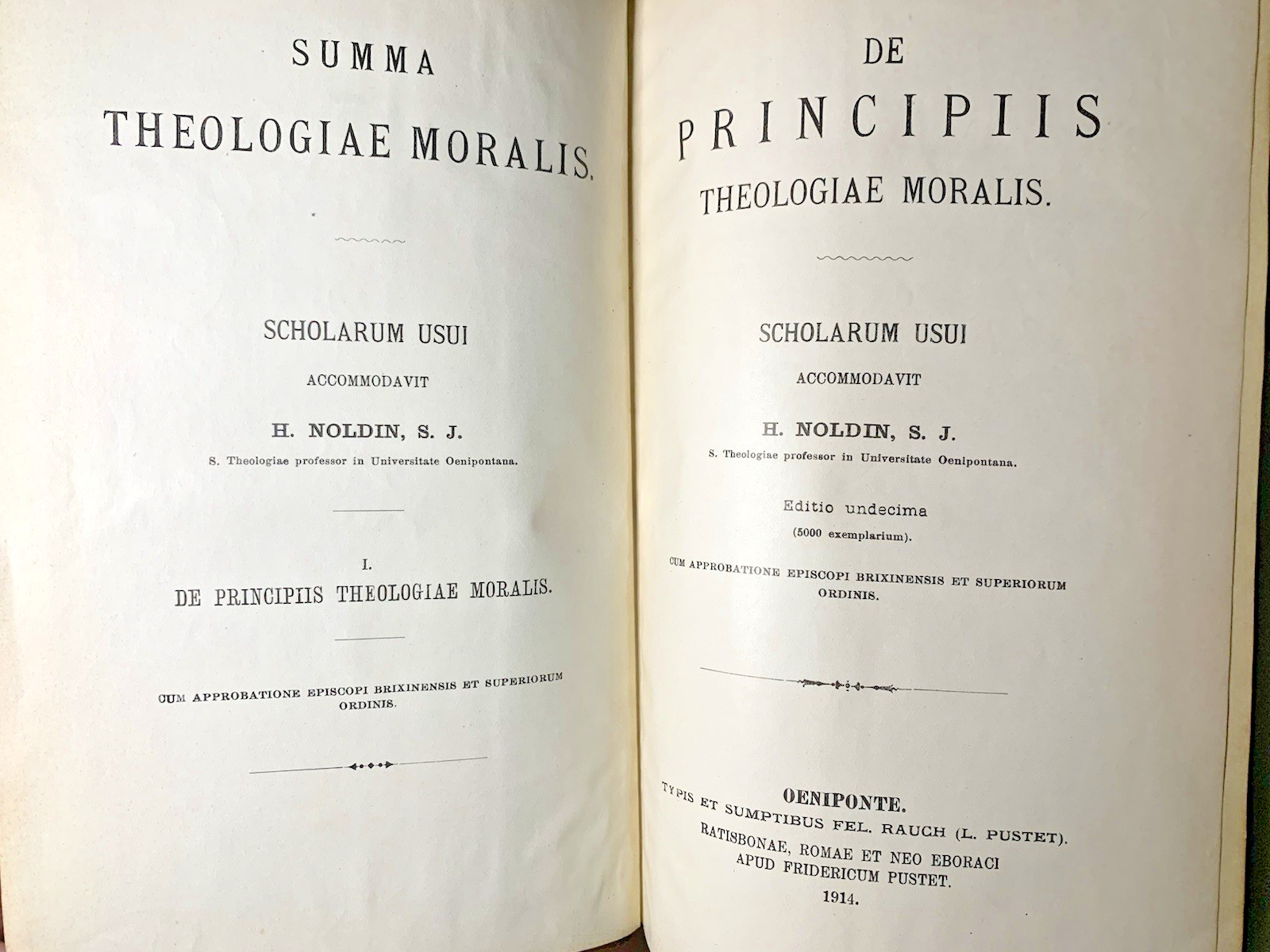 Summa Theologiae Moralis Noldin 1914 Zitelli Apparatus Iuris Catholic Leather