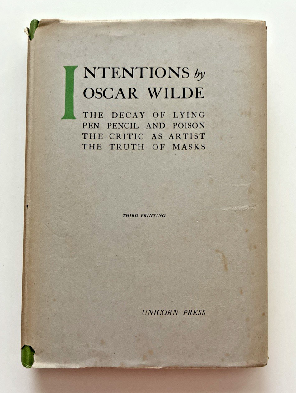 INTENTIONS Oscar Wilde 1948 Unicorn Press London Hardcover Literary Essays