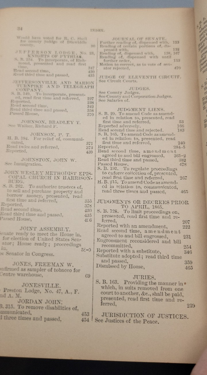 1879-1880 Journal of the Senate of Virginia Antique Law Ledger Politics American