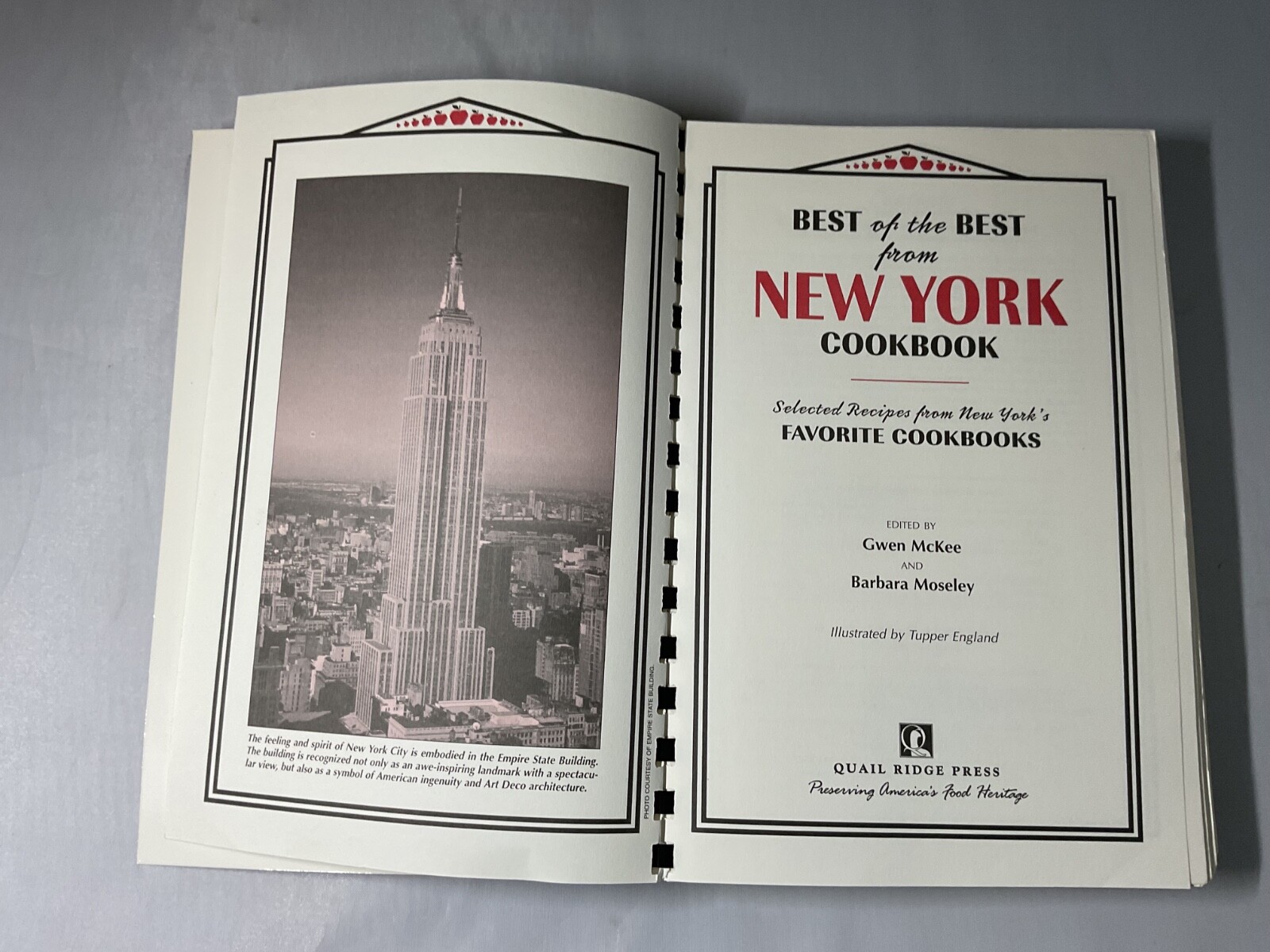 Best of the Best from New York Cookbook Quail Ridge Press 2004 Spiral Bound -C2