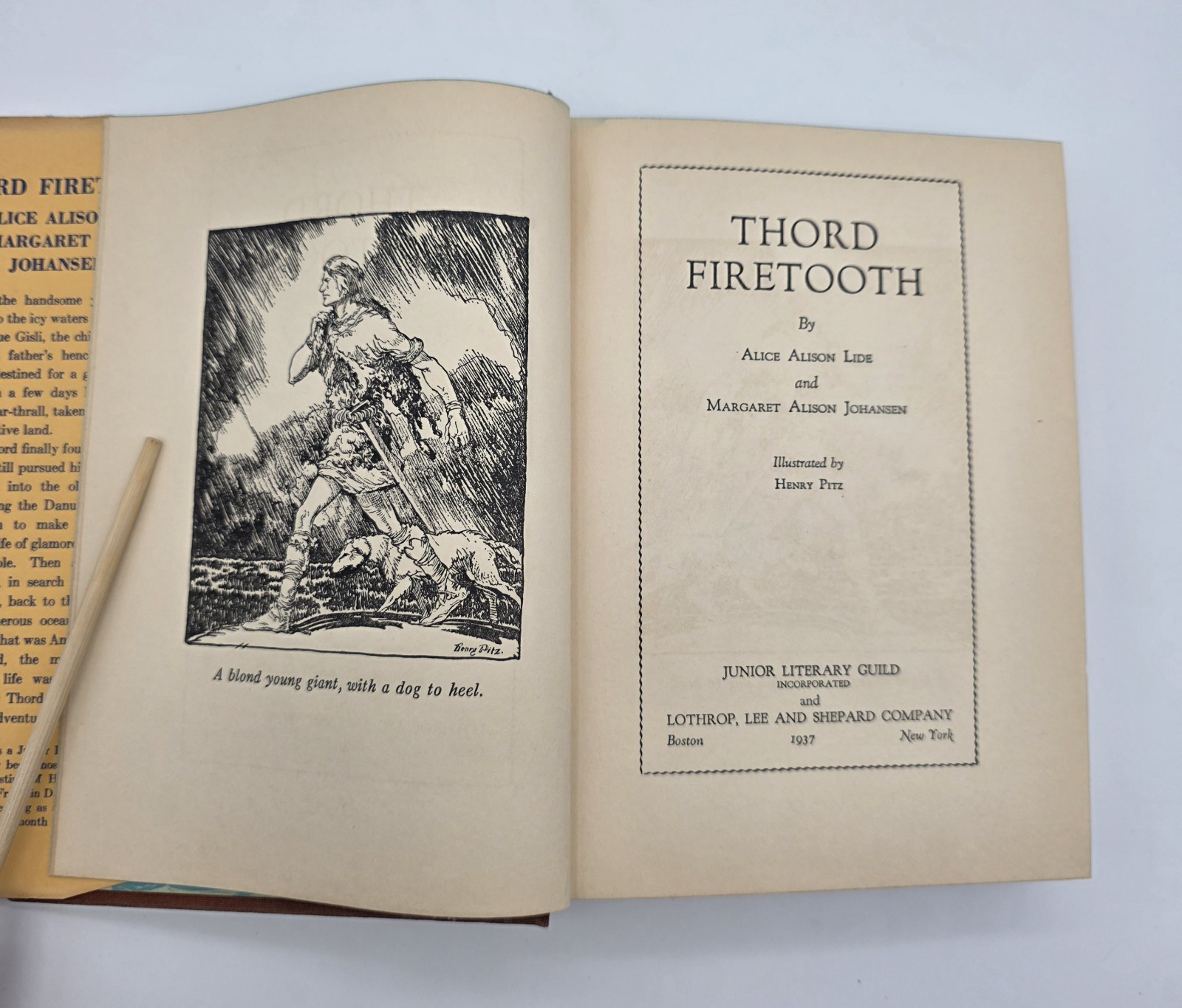 VTG Thord Firetooth Junior Literary Guild Hardcover Book 1937 Illustrated