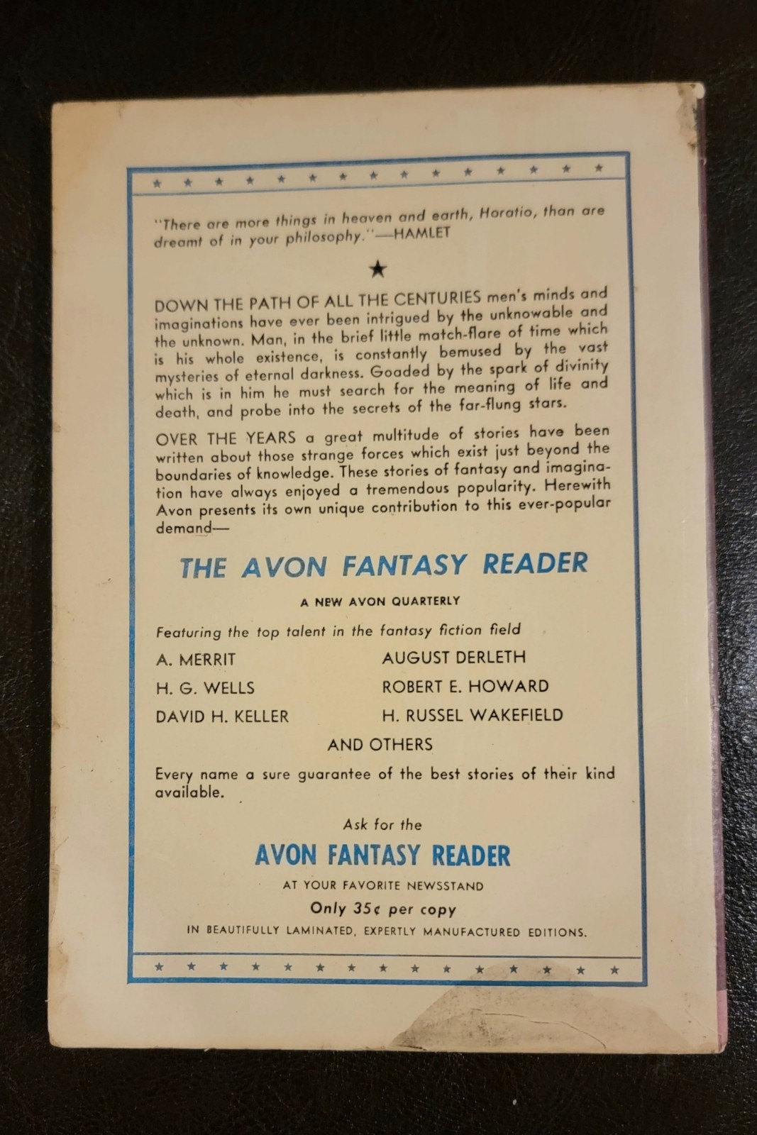 Avon Fantasy Reader No. 1 1947 Weird Tales Clark Ashton Smith H.G. Wells