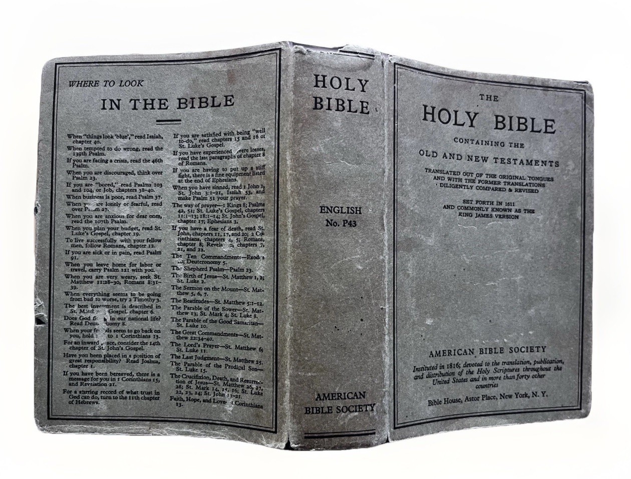RARE ANTIQUE HOLY BIBLE AMERICAN BIBLE SOCIETY (1934) w/ Slip Cover MP53 OT/NT