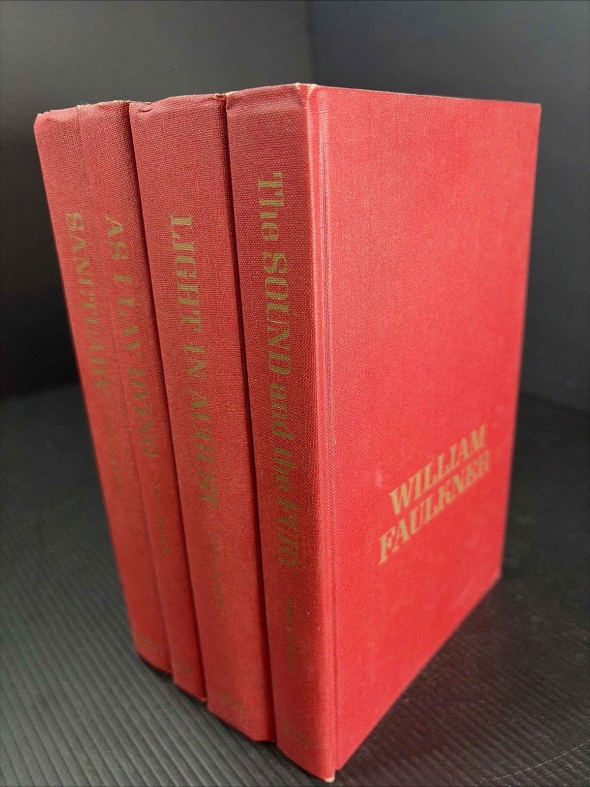 4 William Faulkner Books 50’s HC Lay Dying, Sanctuary, Light August, Sound Fury