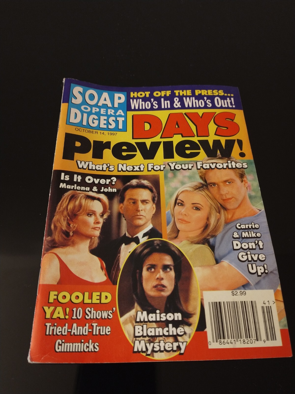 SOAP OPERA DIGEST~ October 14, 1997 Days Of Our Lives Marlena John Carrie Mike