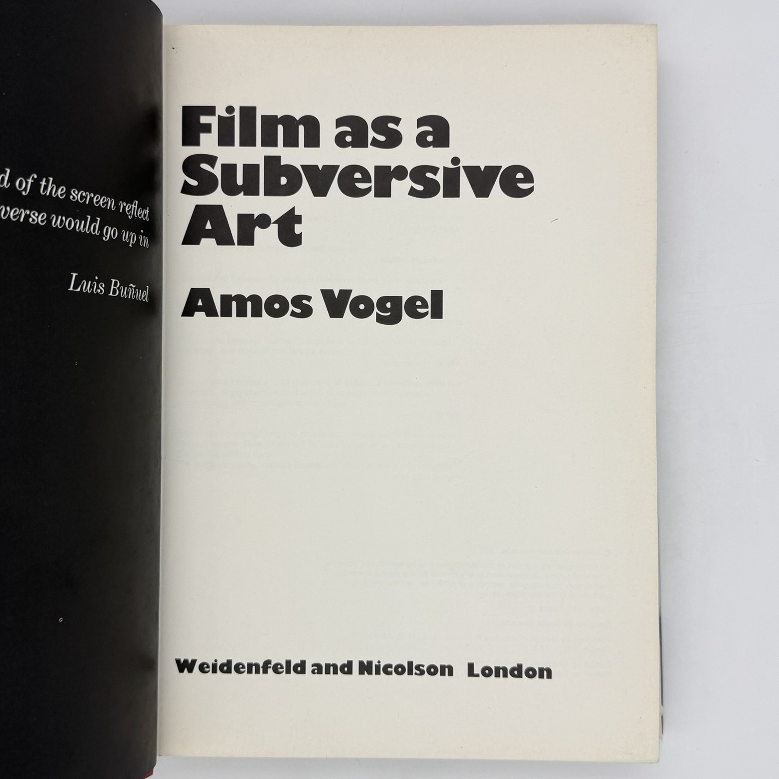 Film as a Subversive Art – Amos Vogel (Weidenfeld & Nicolson, 1974) 1st edition