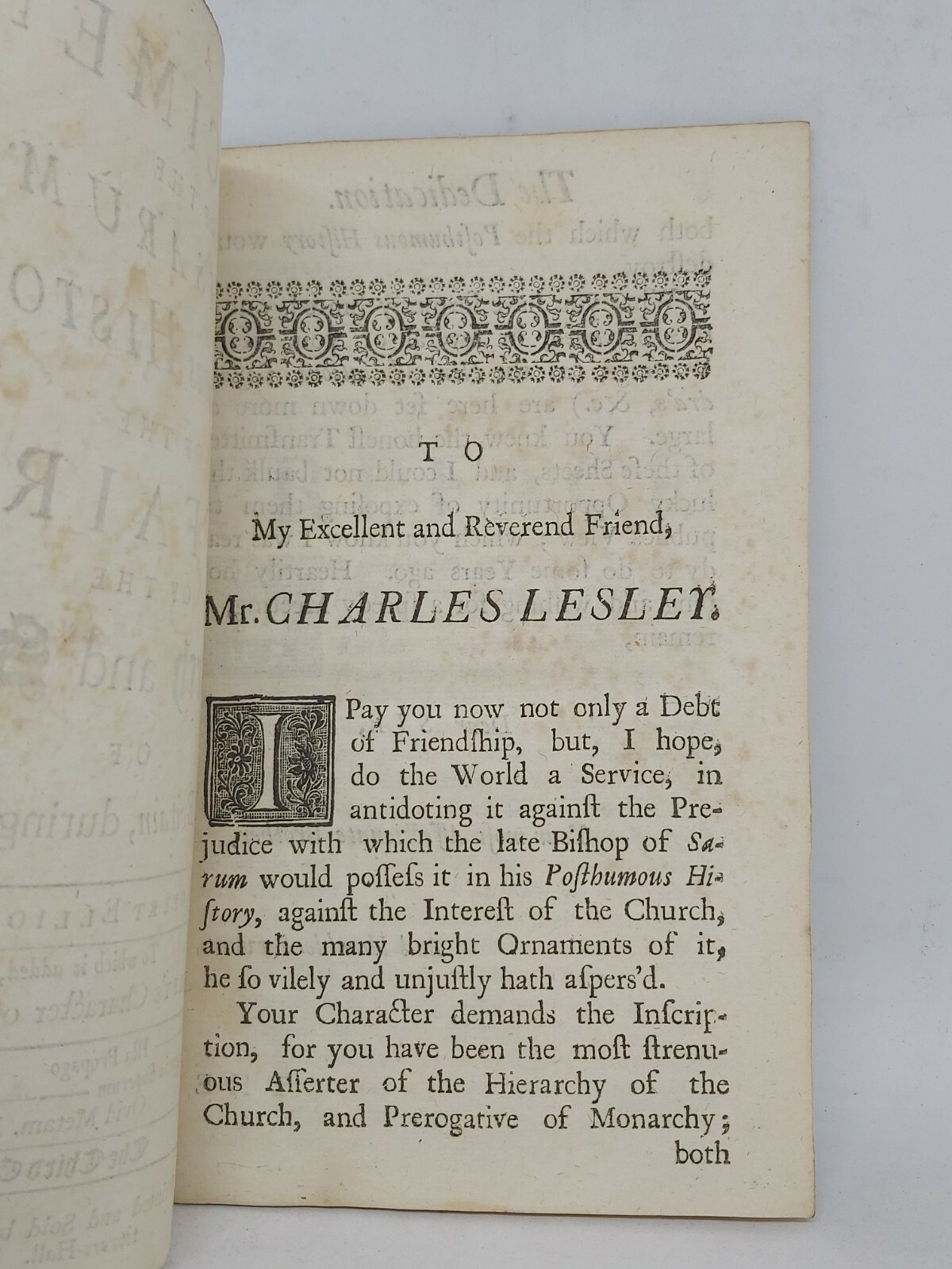 A Specimen of the Bishop of Sarum’s posthumous History 1715 ~ 1st Edition