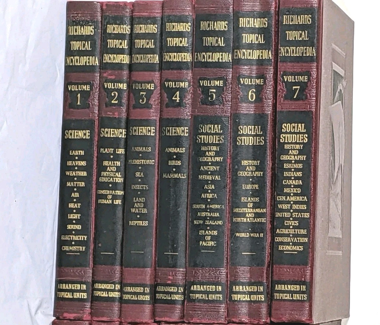 Richards Topical Encyclopedia 1946 Partial Set 14/15 Maroon Gold Vintage AS IS