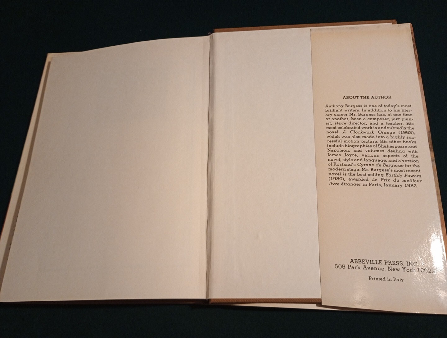 On Going to Bed by Anthony Burgess 1982 First Edition Hardcover Abbeville Press