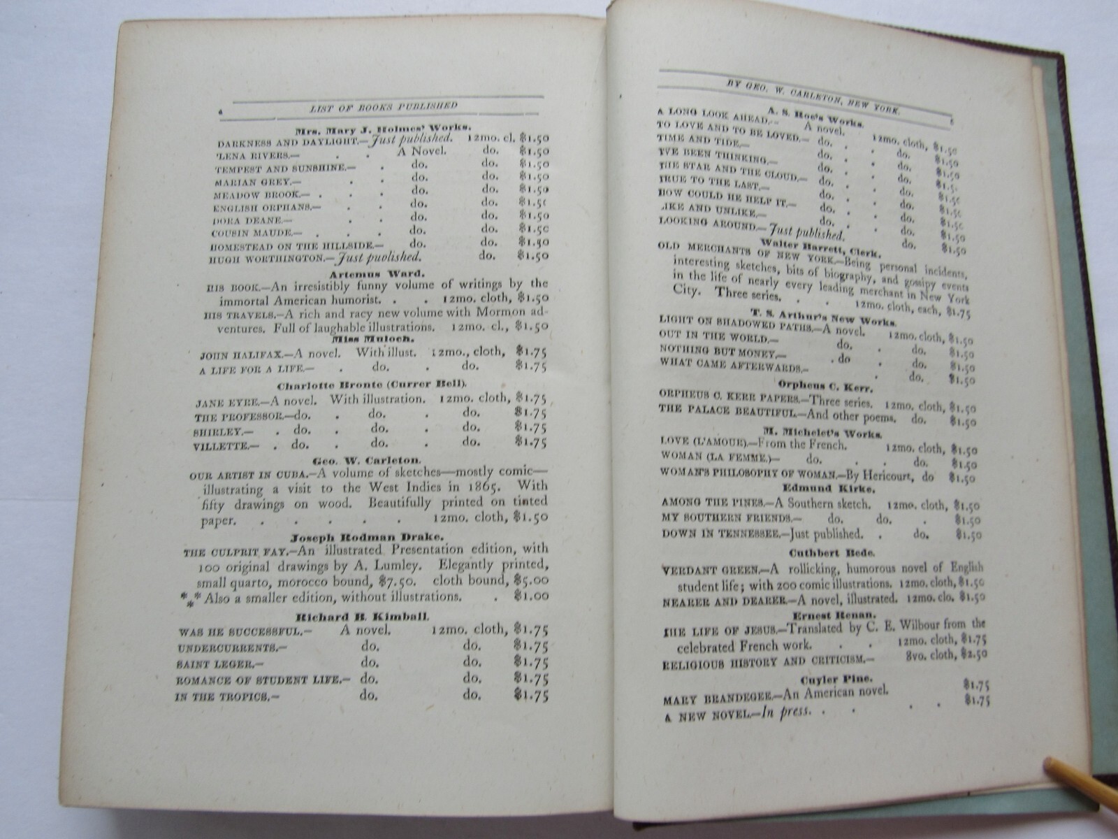 Artemus Ward His Book – His Travels 1865 2 Volumes Civil War Era Humor Comics