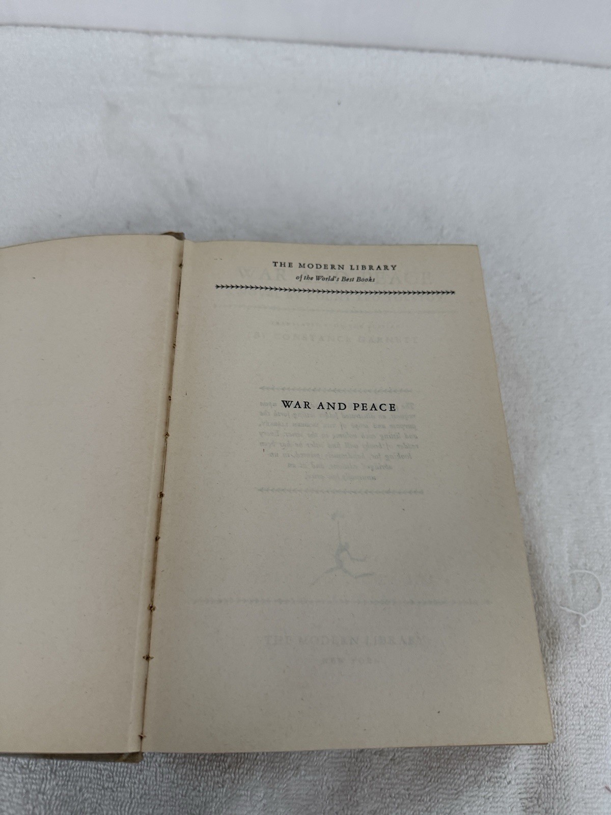 War and Peace. Leo Tolstoy. Modern Library Giant Hardcover 1960