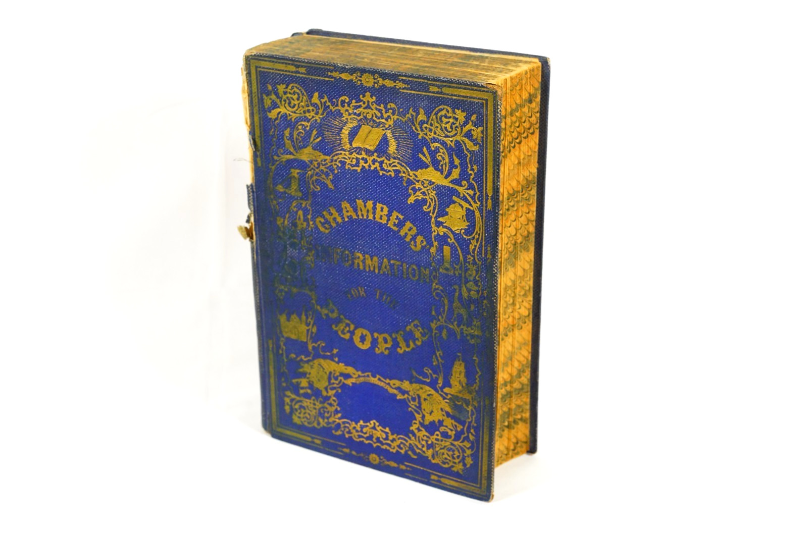 1859 Chambers Information For The People II Book Hardcover Ripped Spline Damage