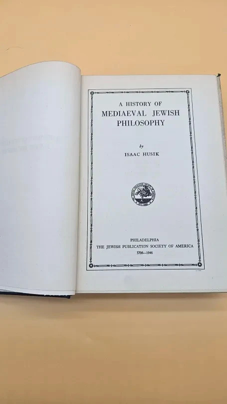A History of Mediaeval Jewish Philosophy Husik 1946 Hardcover JPS Ex-Library
